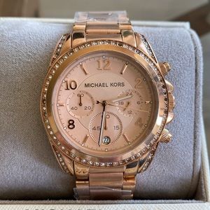 Michael Kors Blair Rose Gold-Tone Stainless Steel Chronograph Watch